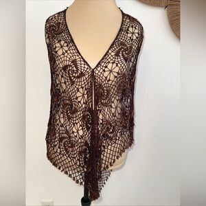 Chic Crochet Wrap in Rich Brown